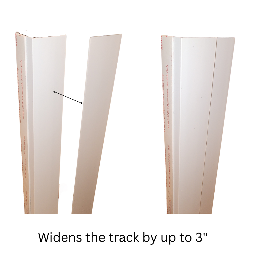 Widens the track by up to “ Light Blocking Strips