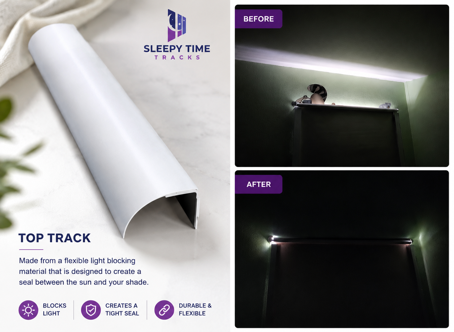 block light along the top of rollers shades