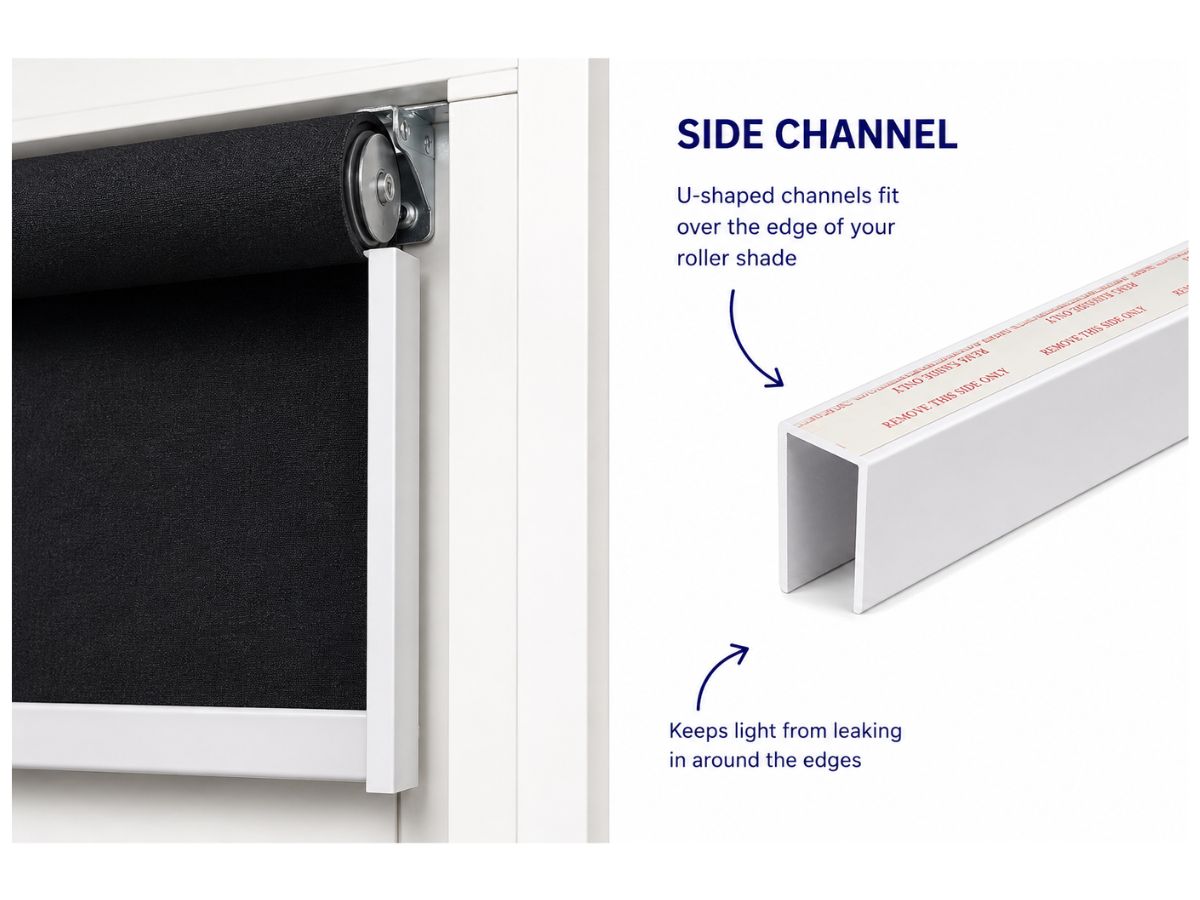 side channel for blackout roller shades
